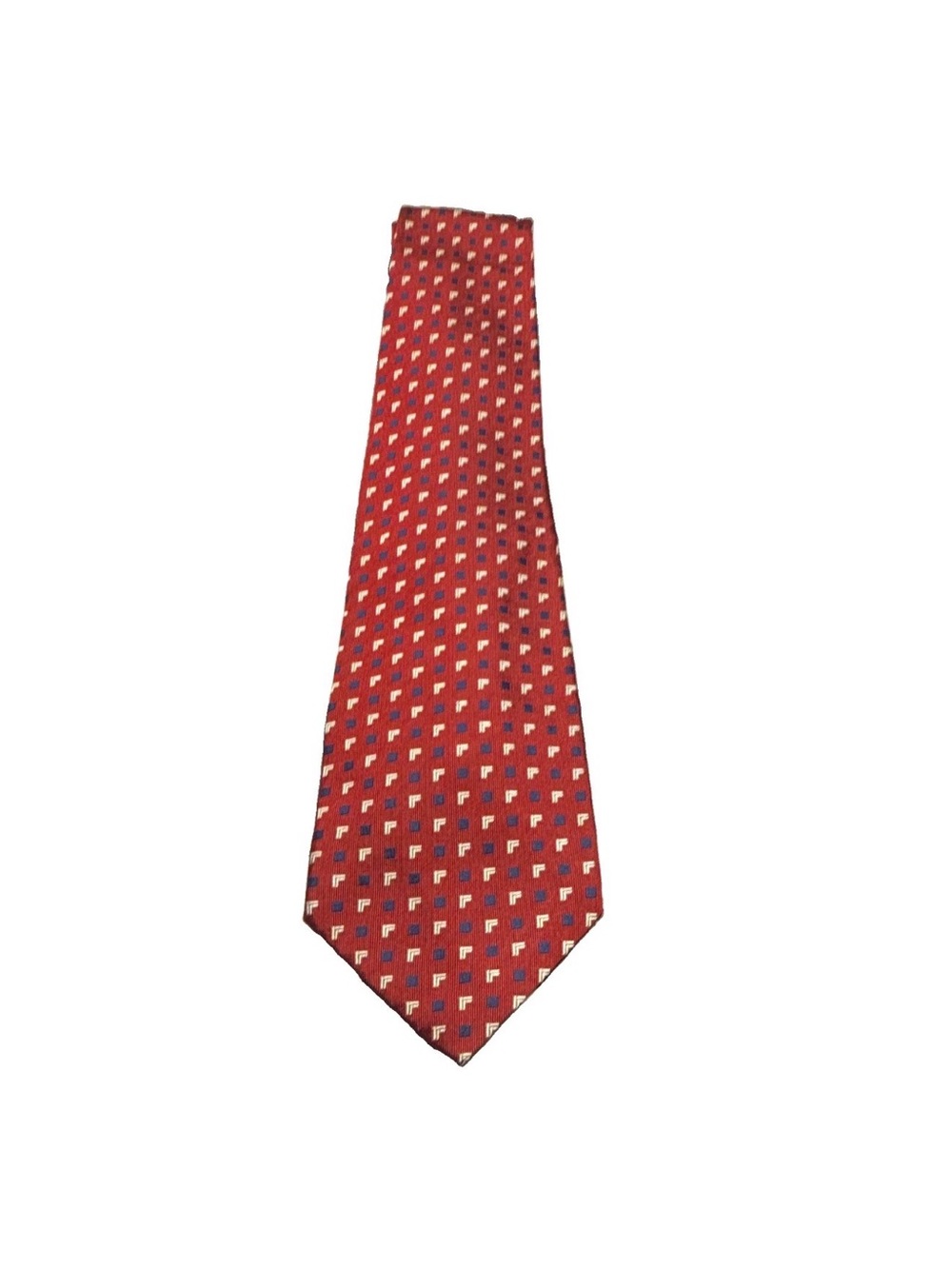 Vintage!! Polo by Ralph Lauren Handmade Red Geometric Silk Tie